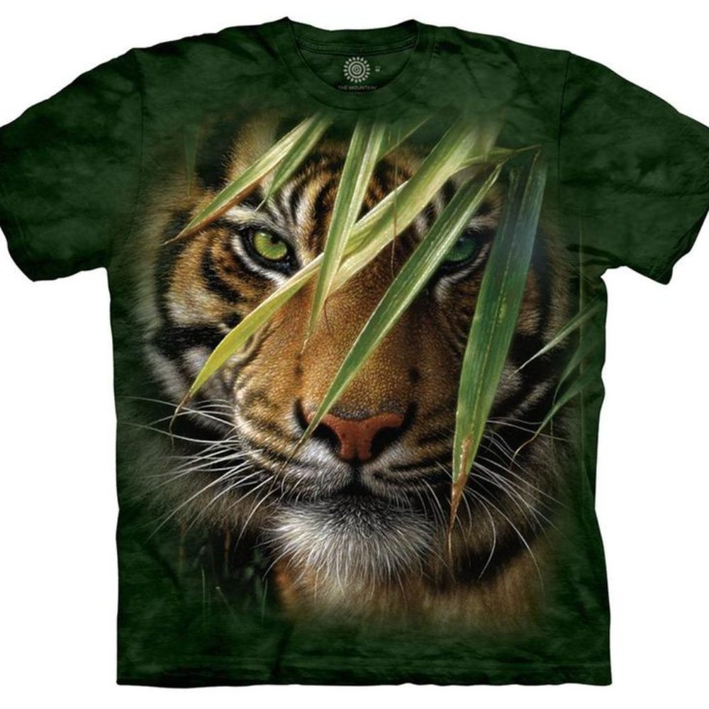 Tiger Emerald Forest King Vintage Tigers Mountain Animal Green T-Shirt M-3X